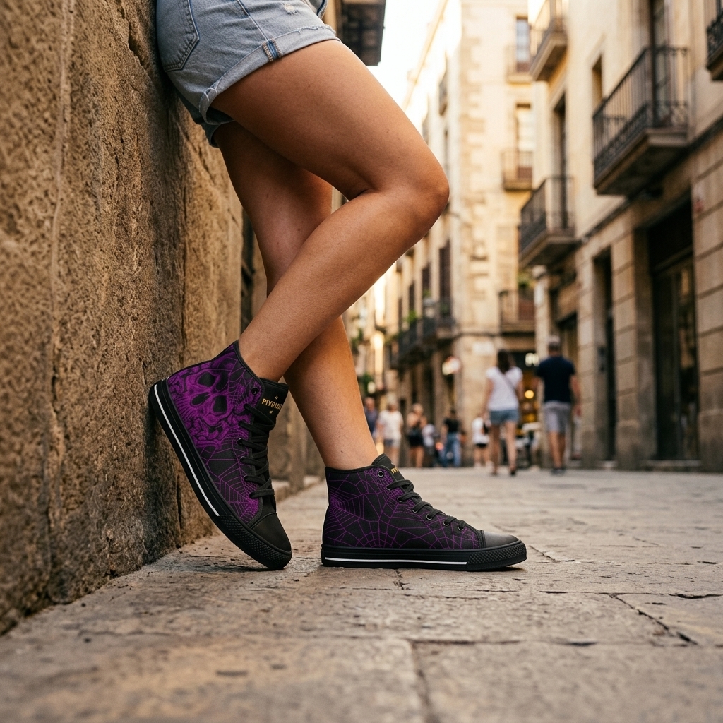 Purple Skull High Tops de Lona 4 Purple Skull High Tops de Lona - Imagen 4