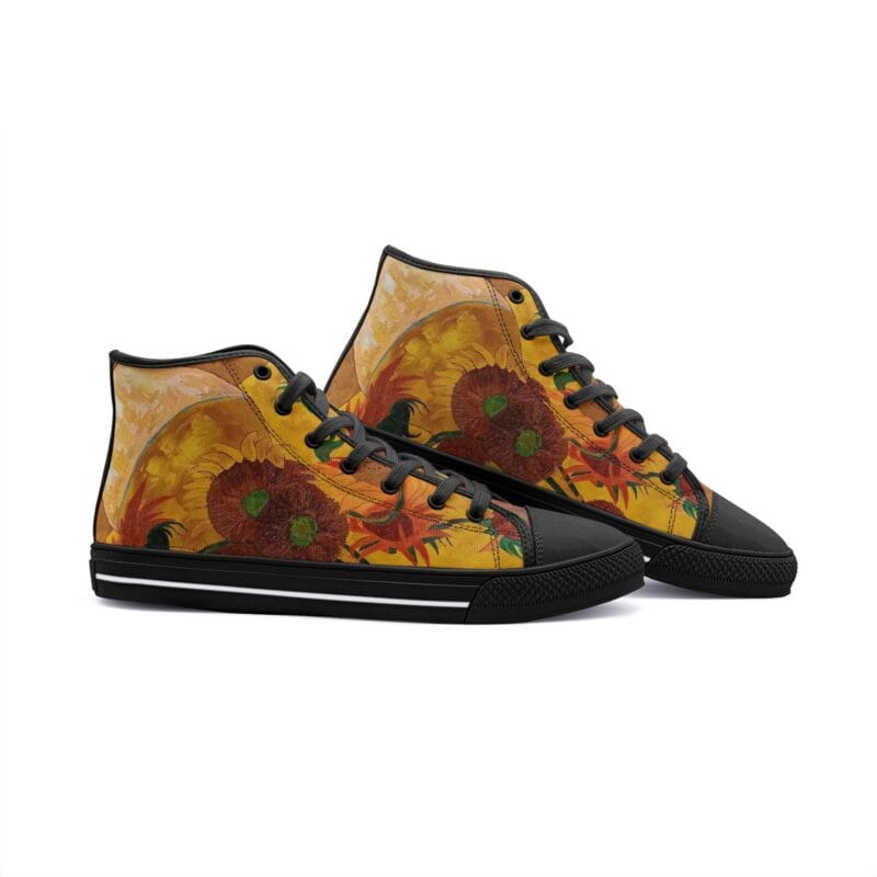 perfil lateral de zapatillas high top Piyoyas Los Girasoles de Liam Van Gogh Zapatillas High Top de Lona