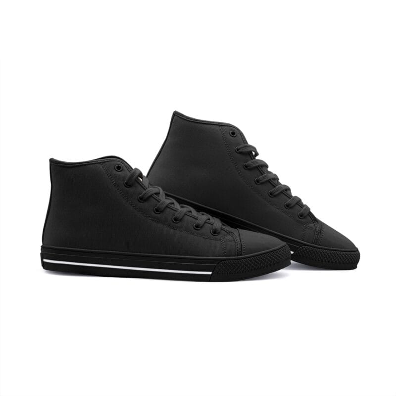 detalle de zapatillas high top Piyoyas High Tops de Lona Negras como mi alma diseño