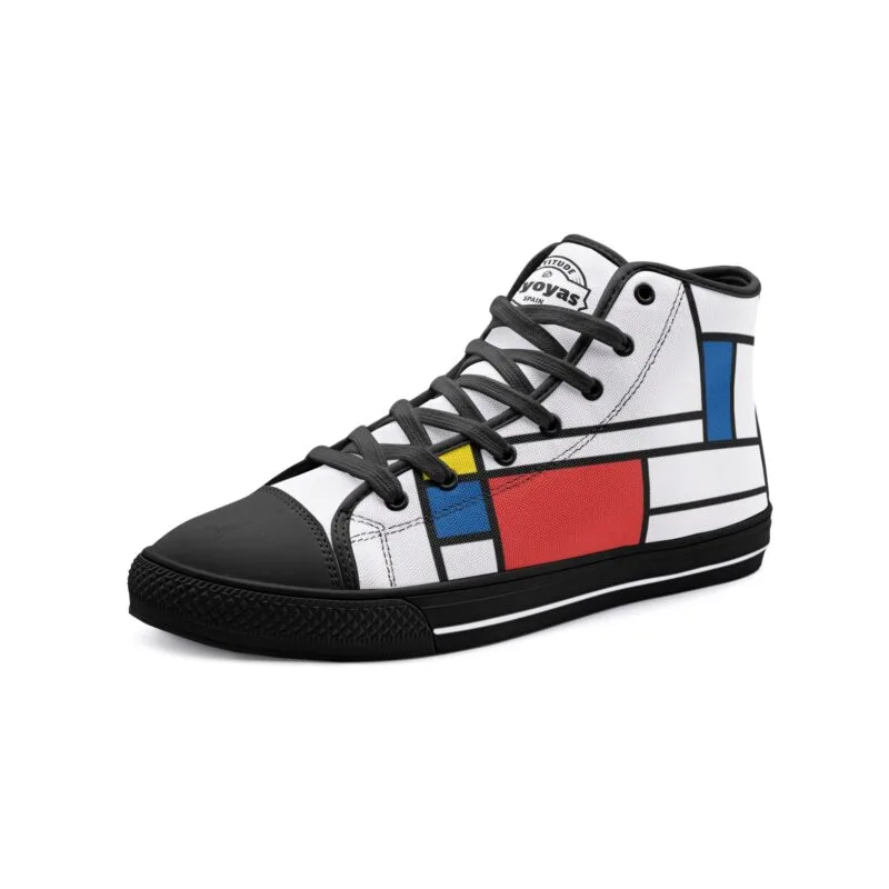 Piyoyas Attitude Shoes 13 Mondrian High Tops de Lona de Arte Moderno