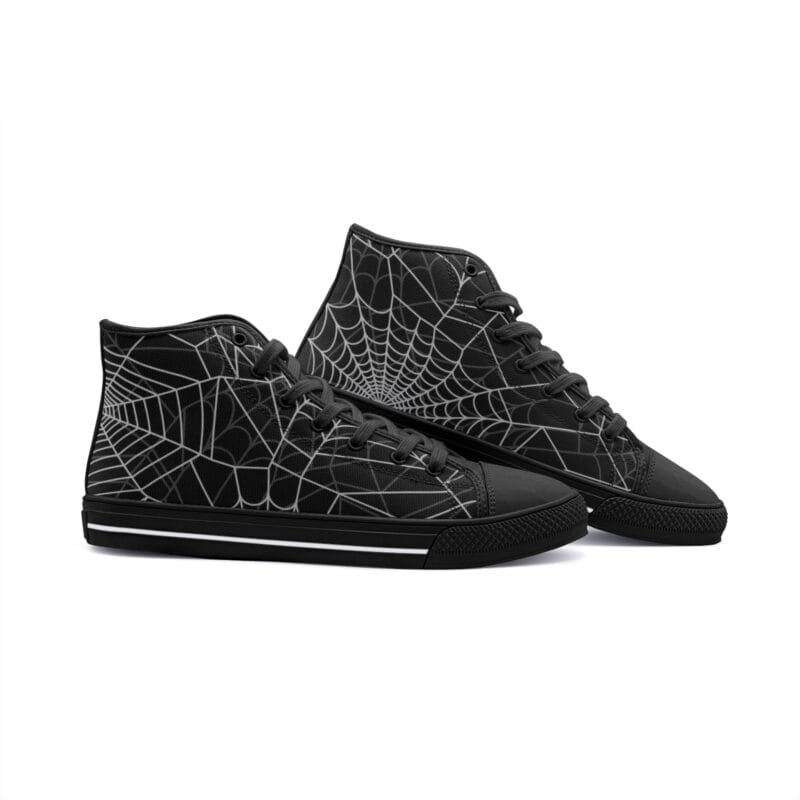 perfil lateral de zapatillas high top Piyoyas Spider De White High Tops de Lona