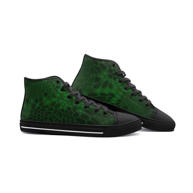 zapatillas high top Piyoyas K-Green High Tops de Lona de Camuflaje Verde estilo urbano