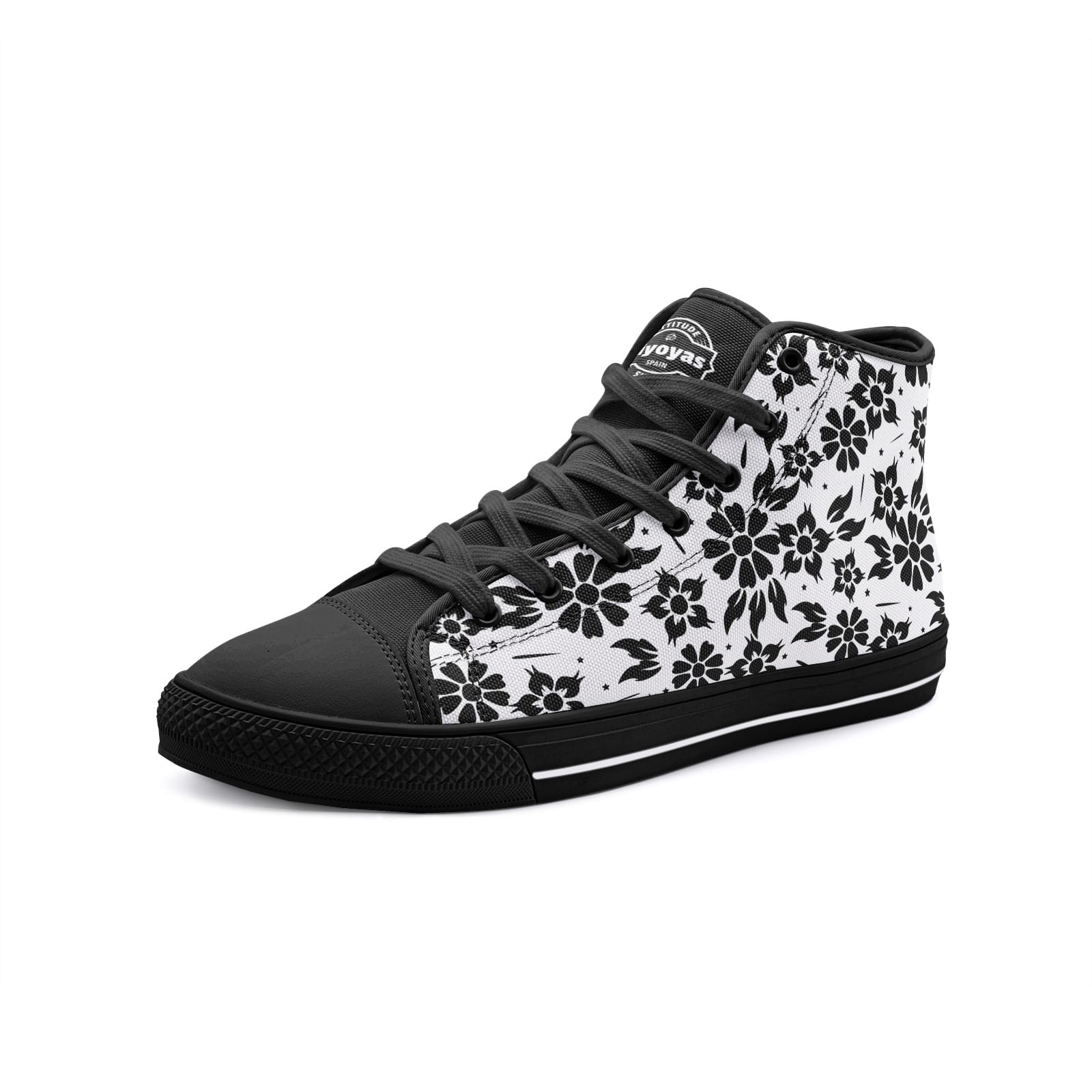 Flores Negras High Tops de Lona 1 Flores Negras High Tops de Lona