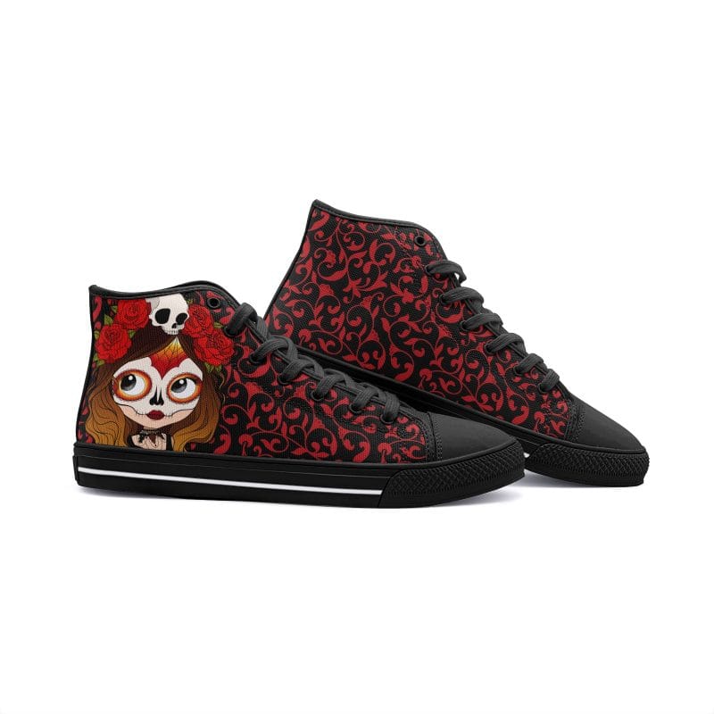 vista frontal de zapatillas high top Piyoyas Catrina High Tops de Lona