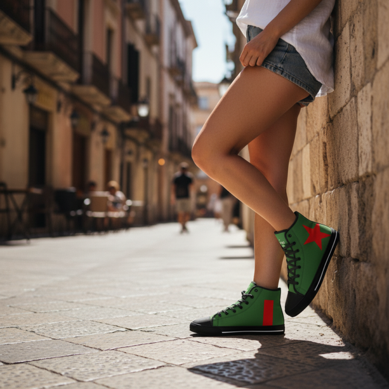 perfil lateral de zapatillas high top Piyoyas Green Guerrilla High Tops de Lona